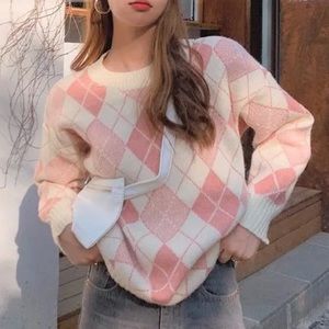 argyle sweater pink aesthetic